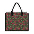 Hemp Leaves And Flowers Pattern Print Canvas Tote Bag