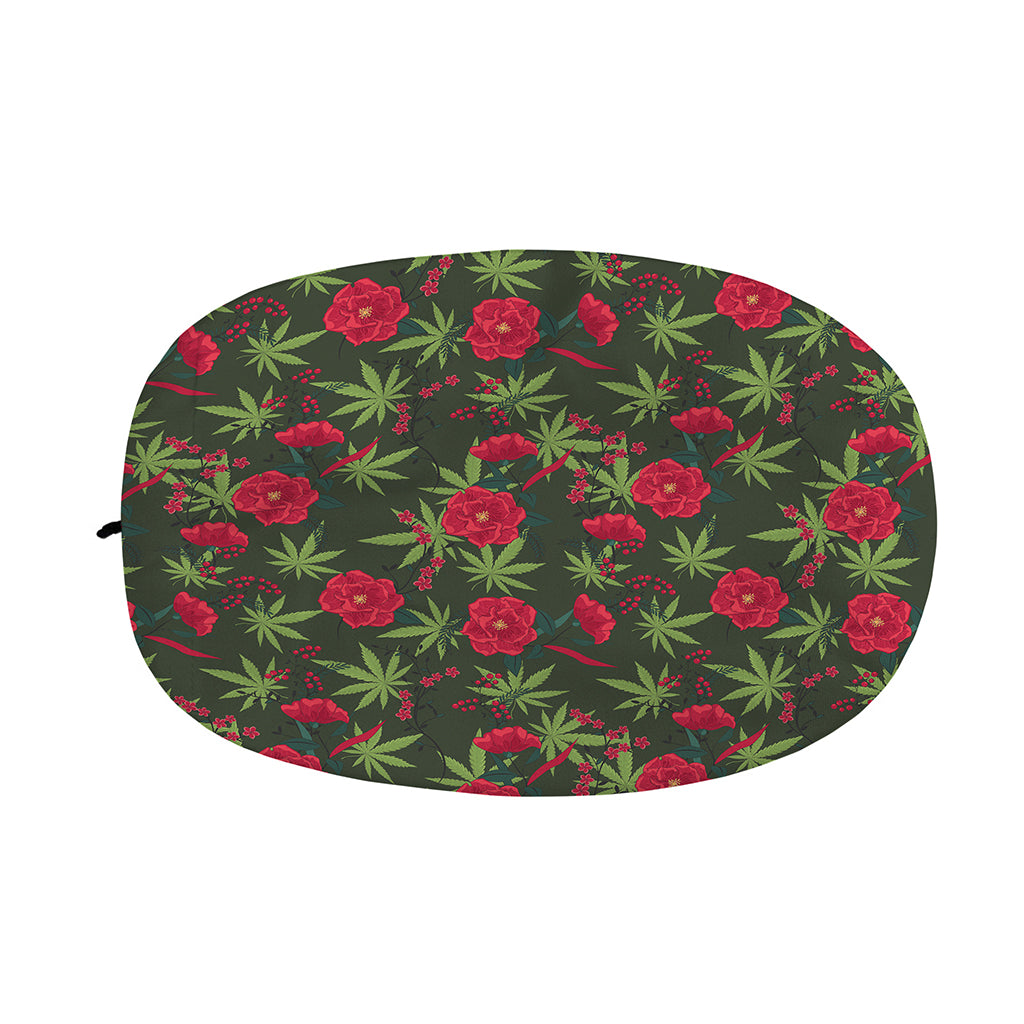 Hemp Leaves And Flowers Pattern Print Car Side Mirror Covers