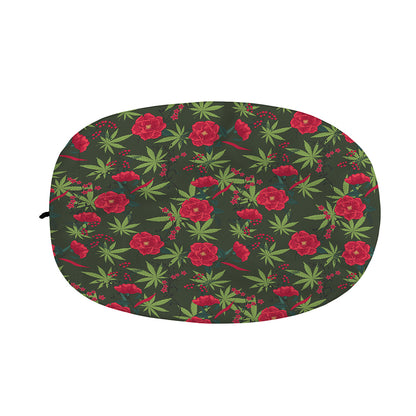 Hemp Leaves And Flowers Pattern Print Car Side Mirror Covers