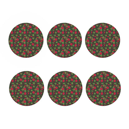 Hemp Leaves And Flowers Pattern Print Coaster Set