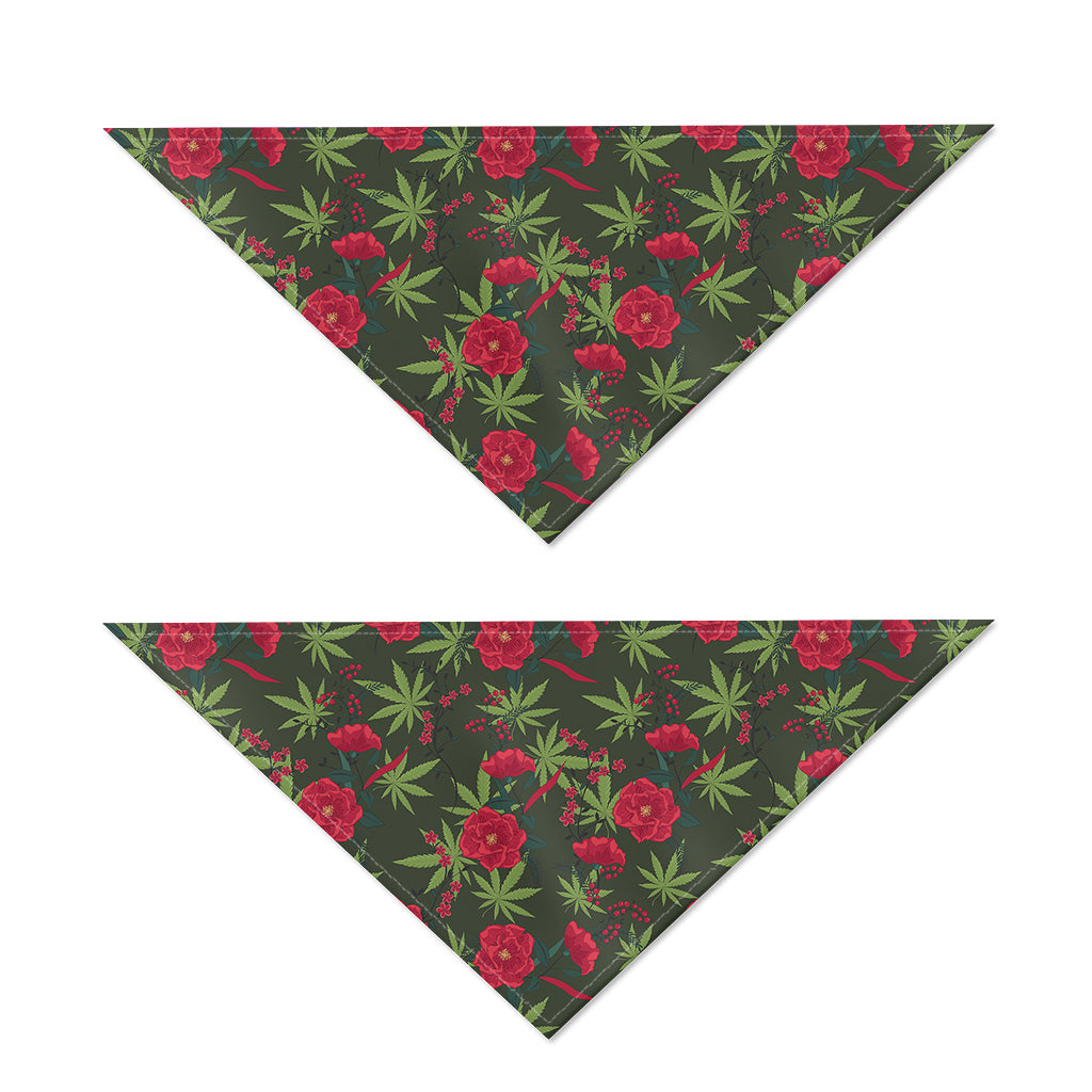 Hemp Leaves And Flowers Pattern Print Dog Bandana