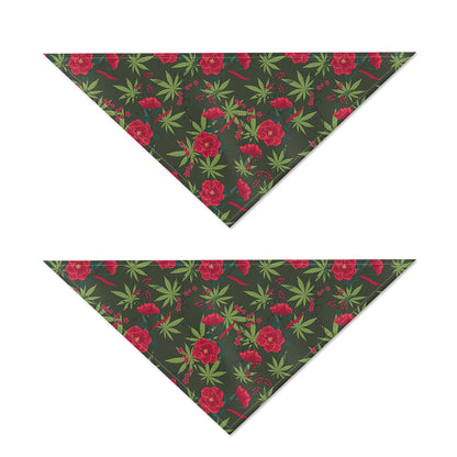 Hemp Leaves And Flowers Pattern Print Dog Bandana