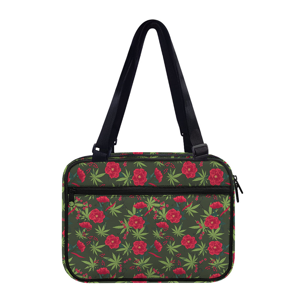 Hemp Leaves And Flowers Pattern Print Double Strap Bible Bag