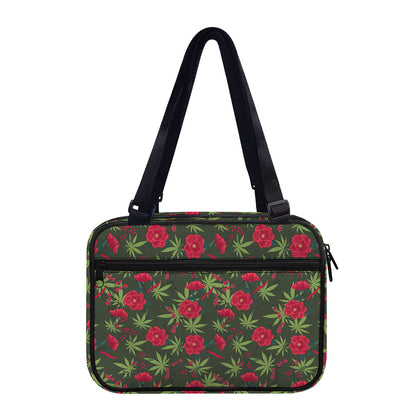 Hemp Leaves And Flowers Pattern Print Double Strap Bible Bag