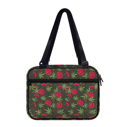 Hemp Leaves And Flowers Pattern Print Double Strap Bible Bag