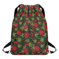 Hemp Leaves And Flowers Pattern Print Drawstring Backpack