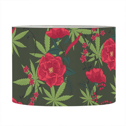 Hemp Leaves And Flowers Pattern Print Drum Lamp Shade