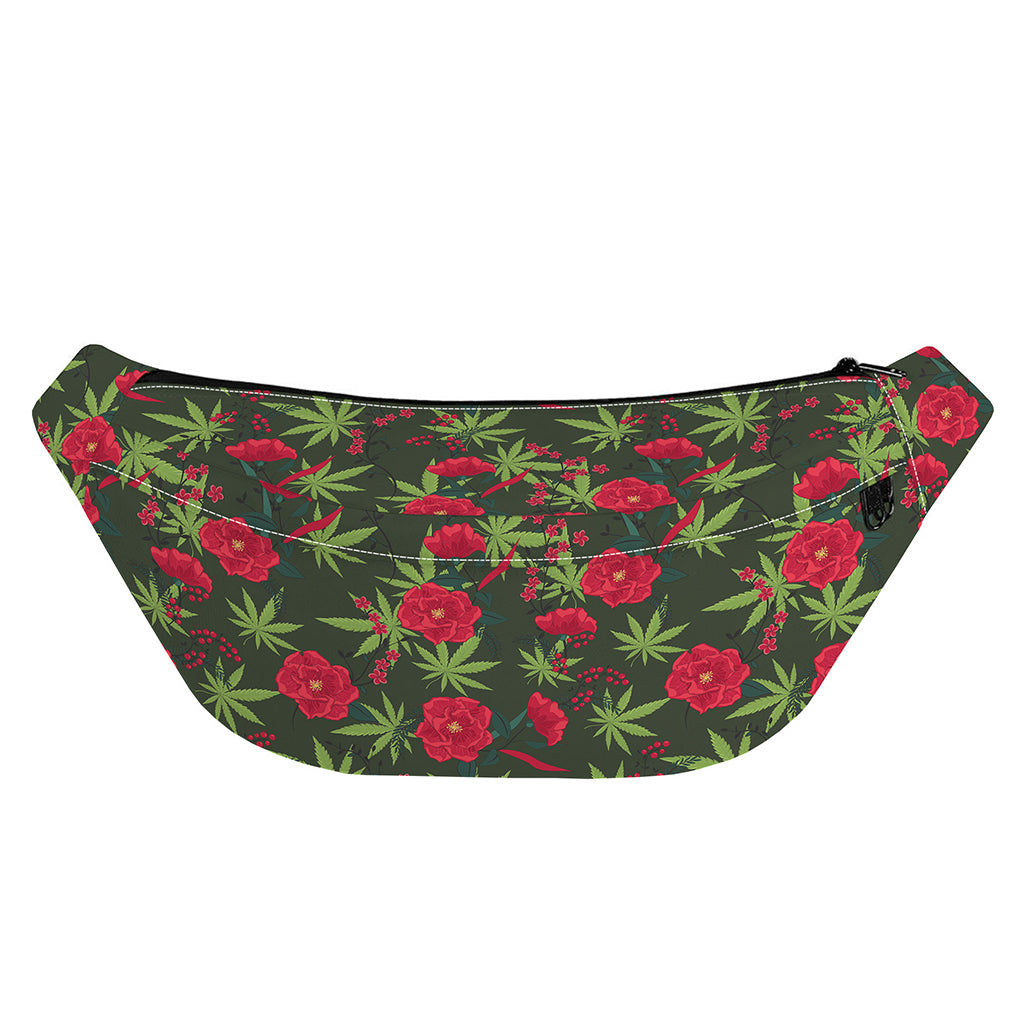 Hemp Leaves And Flowers Pattern Print Fanny Pack