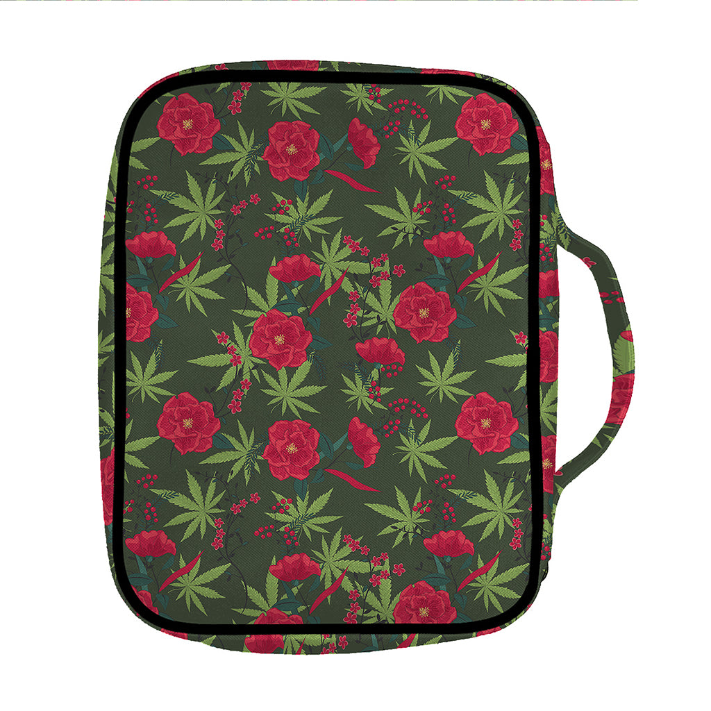 Hemp Leaves And Flowers Pattern Print Front Pocket Bible Bag