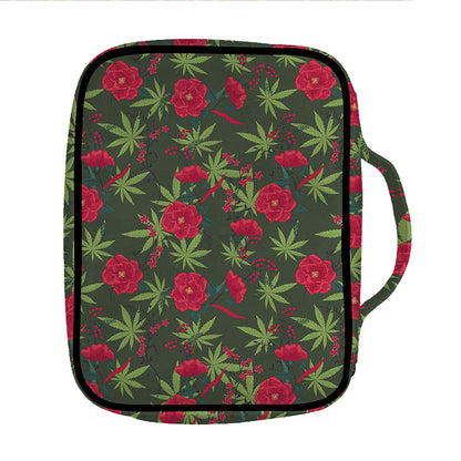Hemp Leaves And Flowers Pattern Print Front Pocket Bible Bag