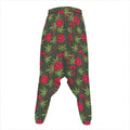 Hemp Leaves And Flowers Pattern Print Hammer Pants