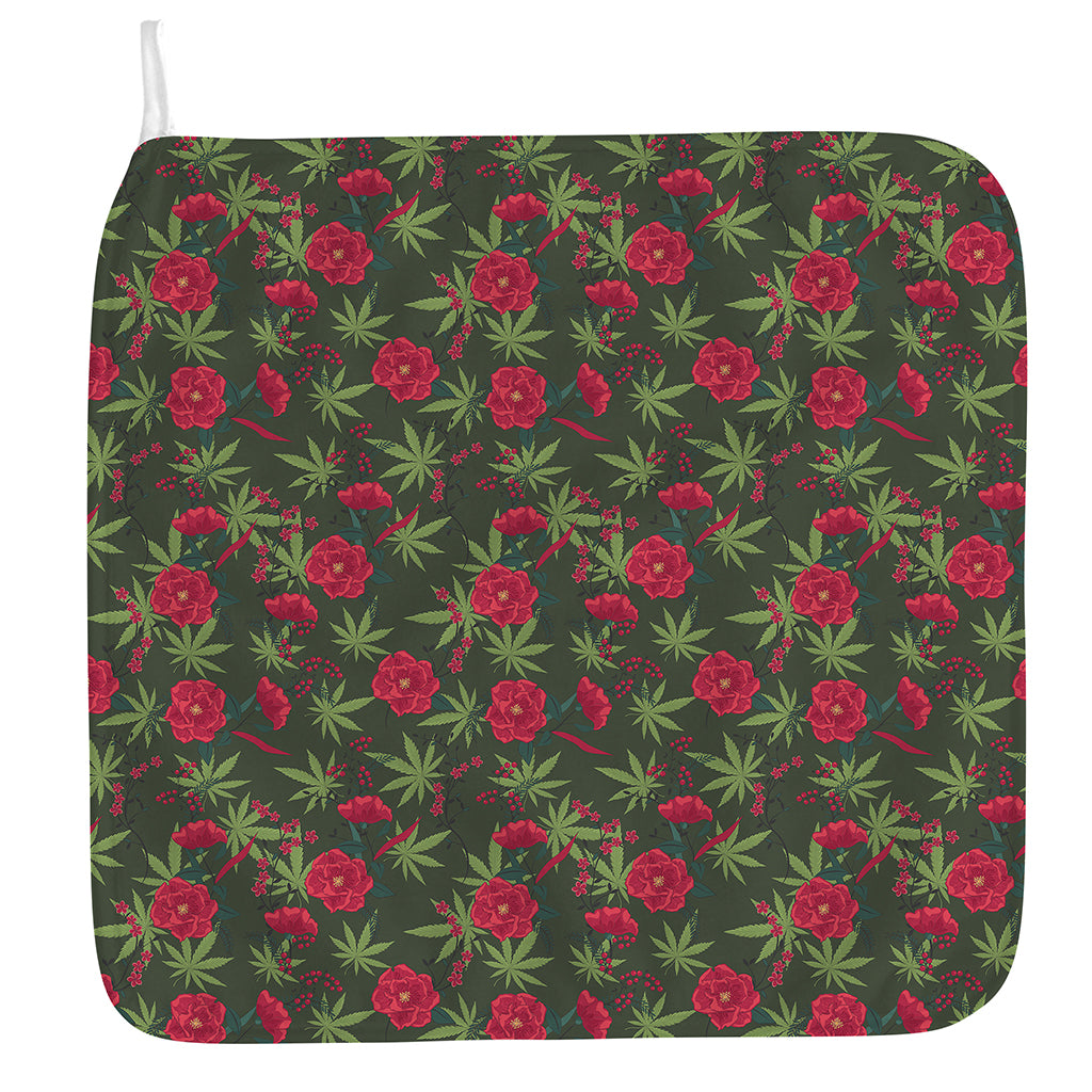 Hemp Leaves And Flowers Pattern Print Hand Towel