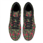 Hemp Leaves And Flowers Pattern Print High Top Leather Sneakers