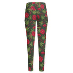 Hemp Leaves And Flowers Pattern Print High-Waisted Pocket Leggings