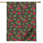 Hemp Leaves And Flowers Pattern Print House Flag