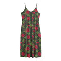 Hemp Leaves And Flowers Pattern Print Jersey Midi Cami Dress