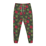 Hemp Leaves And Flowers Pattern Print Jogger Pants