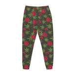 Hemp Leaves And Flowers Pattern Print Jogger Pants
