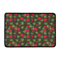Hemp Leaves And Flowers Pattern Print Kitchen Mat