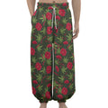 Hemp Leaves And Flowers Pattern Print Lantern Pants
