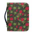 Hemp Leaves And Flowers Pattern Print Leather Bible Cover