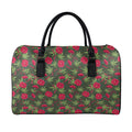 Hemp Leaves And Flowers Pattern Print Leather Duffel Bag