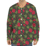 Hemp Leaves And Flowers Pattern Print Long Sleeve Baseball Jersey