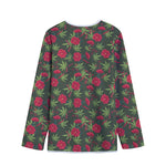 Hemp Leaves And Flowers Pattern Print Long Sleeve Short Coat