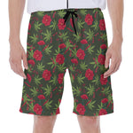 Hemp Leaves And Flowers Pattern Print Men's Beach Shorts