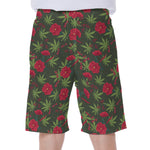 Hemp Leaves And Flowers Pattern Print Men's Beach Shorts