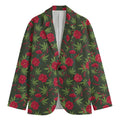 Hemp Leaves And Flowers Pattern Print Men's Blazer