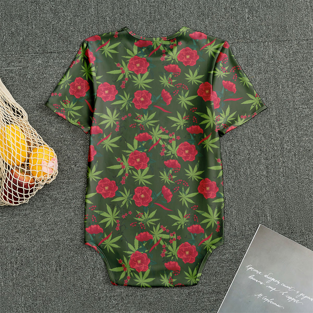 Hemp Leaves And Flowers Pattern Print Men's Bodysuit