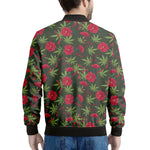 Hemp Leaves And Flowers Pattern Print Men's Bomber Jacket