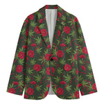 Hemp Leaves And Flowers Pattern Print Men's Cotton Blazer