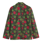 Hemp Leaves And Flowers Pattern Print Men's Cotton Blazer