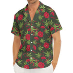 Hemp Leaves And Flowers Pattern Print Men's Deep V-Neck Shirt