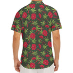 Hemp Leaves And Flowers Pattern Print Men's Deep V-Neck Shirt