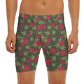 Hemp Leaves And Flowers Pattern Print Men's Long Boxer Briefs