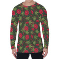 Hemp Leaves And Flowers Pattern Print Men's Long Sleeve T-Shirt