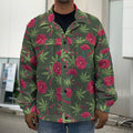 Hemp Leaves And Flowers Pattern Print Men's Shirt Jacket