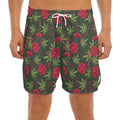 Hemp Leaves And Flowers Pattern Print Men's Split Running Shorts