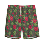 Hemp Leaves And Flowers Pattern Print Men's Sports Shorts