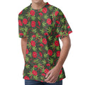 Hemp Leaves And Flowers Pattern Print Men's Velvet T-Shirt
