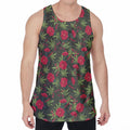 Hemp Leaves And Flowers Pattern Print Men's Velvet Tank Top
