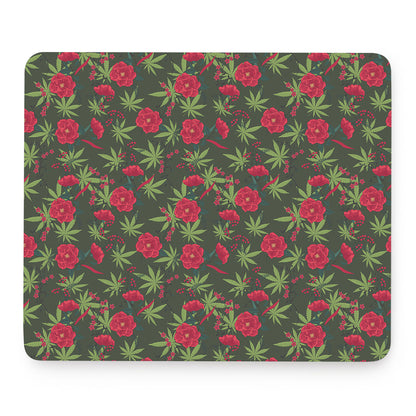 Hemp Leaves And Flowers Pattern Print Mouse Pad