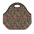 Hemp Leaves And Flowers Pattern Print Neoprene Lunch Bag