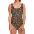 Hemp Leaves And Flowers Pattern Print One Piece Swimsuit