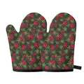 Hemp Leaves And Flowers Pattern Print Oven Mitts