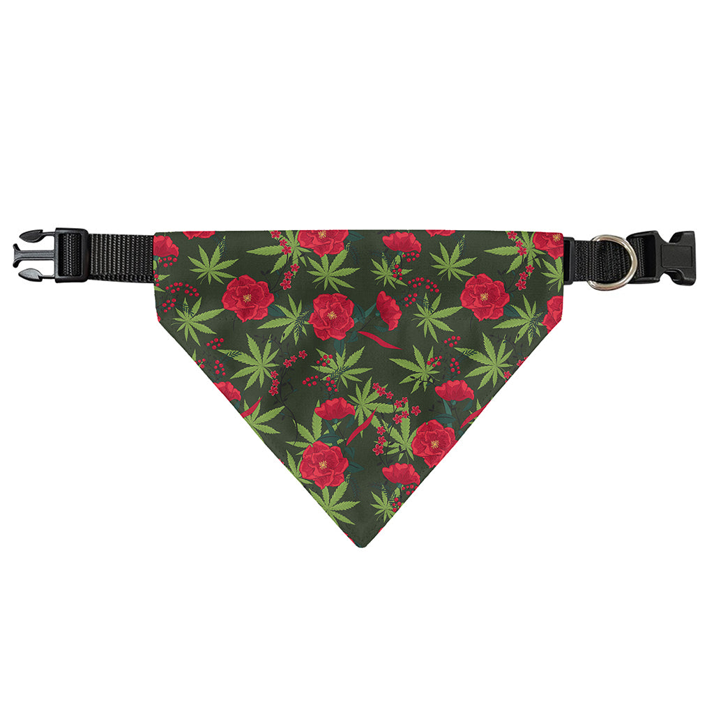 Hemp Leaves And Flowers Pattern Print Over The Collar Dog Bandana