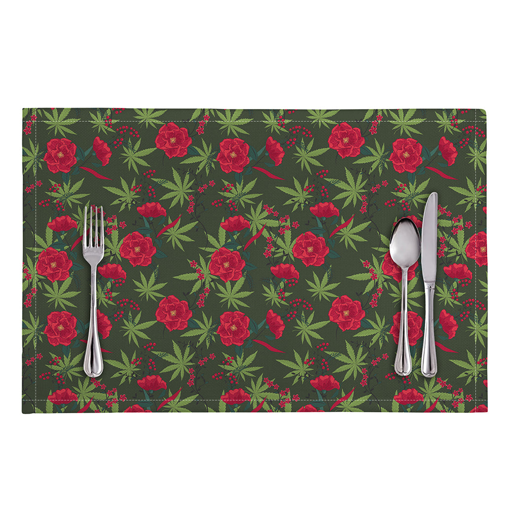 Hemp Leaves And Flowers Pattern Print Placemat